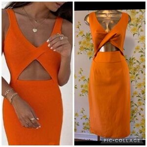NWT Tangerine linen cut out midi dress size M